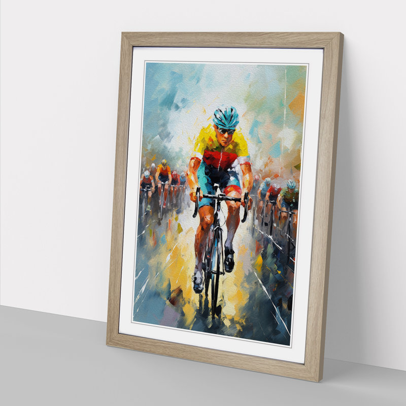 Tour De France Impressionism Framed Print, 46cm H x 34cm W x 2cm D, Oak 