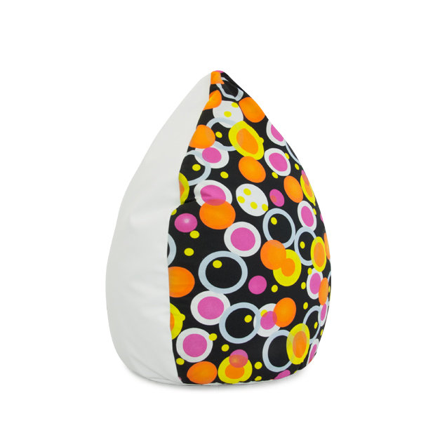 Faux Leather Refillable Bean Bag Chair, White/Black, 110cm x 58cm x 58cm