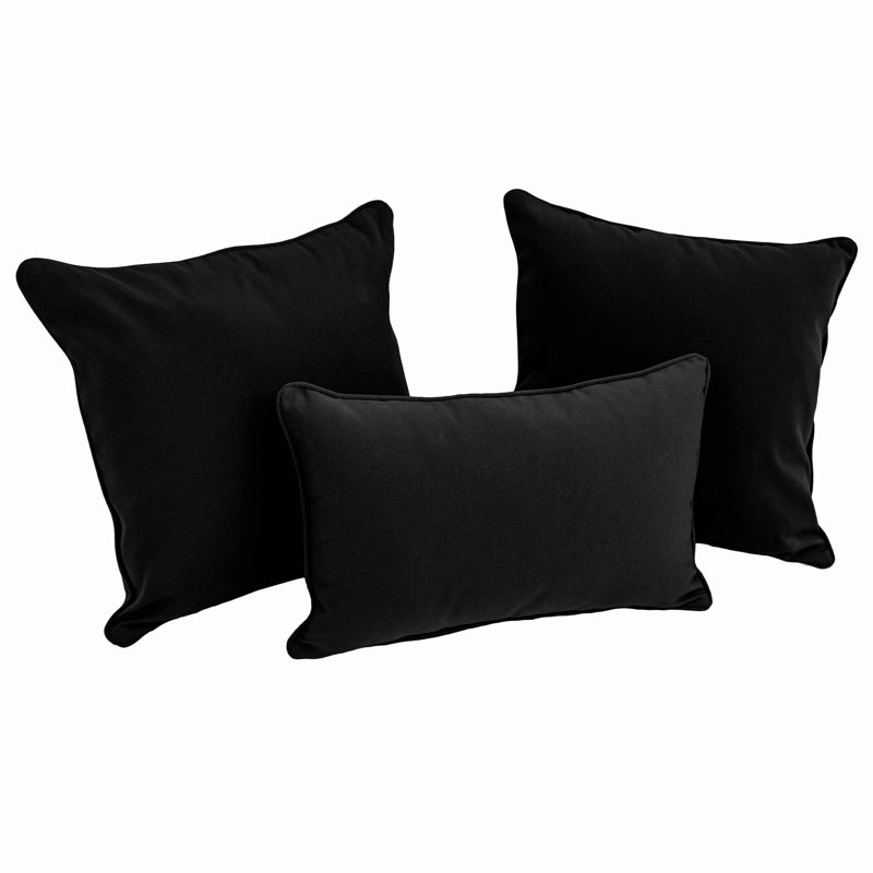 Cotton Blend Reversible Throw Pillow, Black