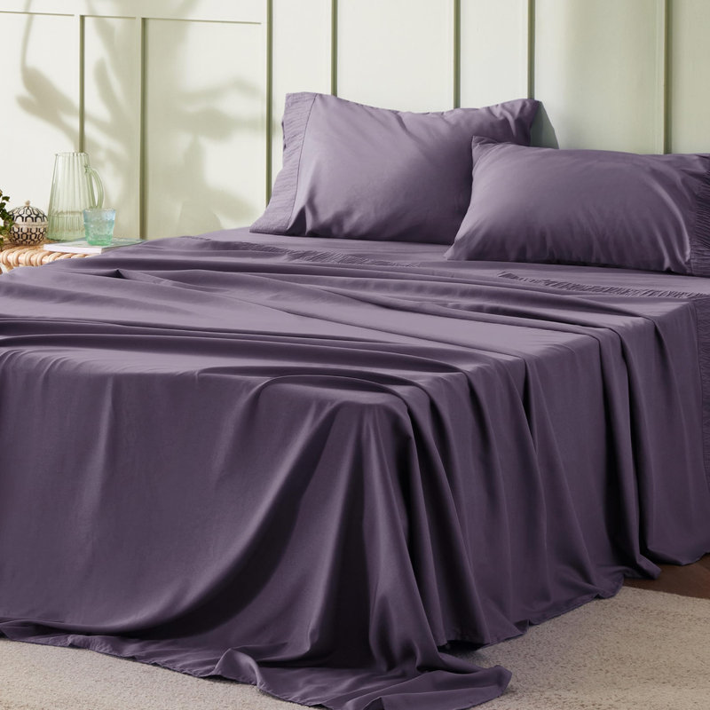 Ensemble de draps en microfibre de literie de luxe Hotel, Double , Mauve ancien