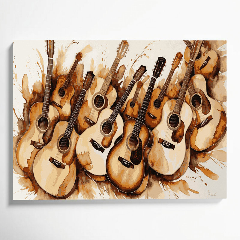 Art musical sur toile beige, H 11 po x l 14 po