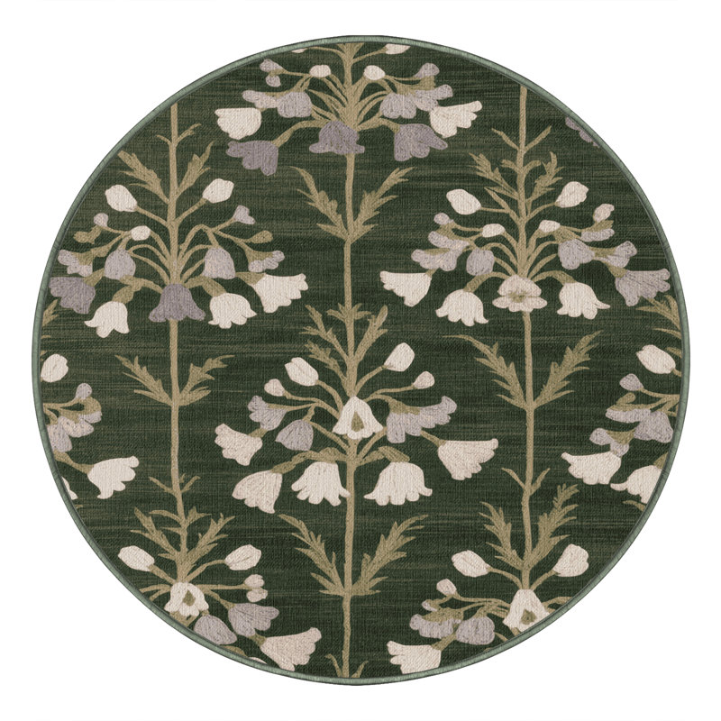 Tapis vert botanique lavable à la machine, Rond 7 pi