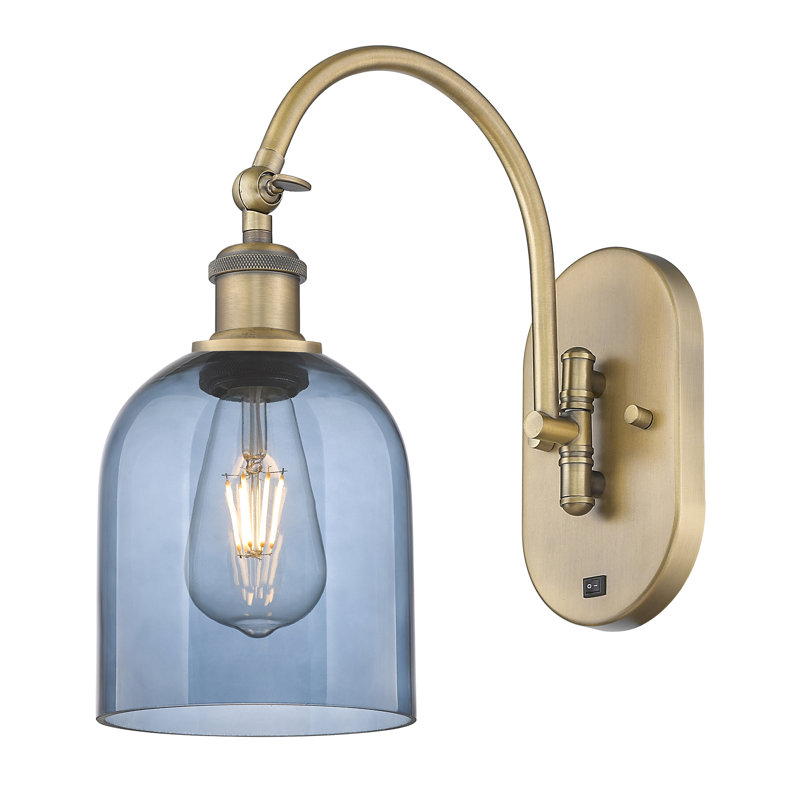 Odaniel Steel Armed Sconce, Princess Blue, Brushed Brass