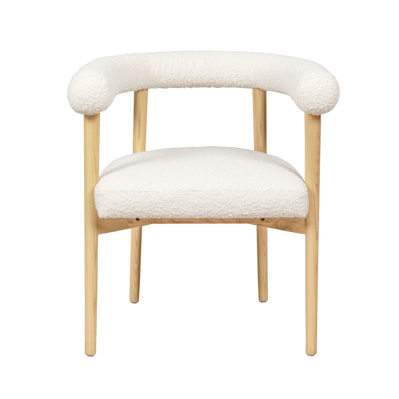 19'' H Upholstered Armchair, White, Wood