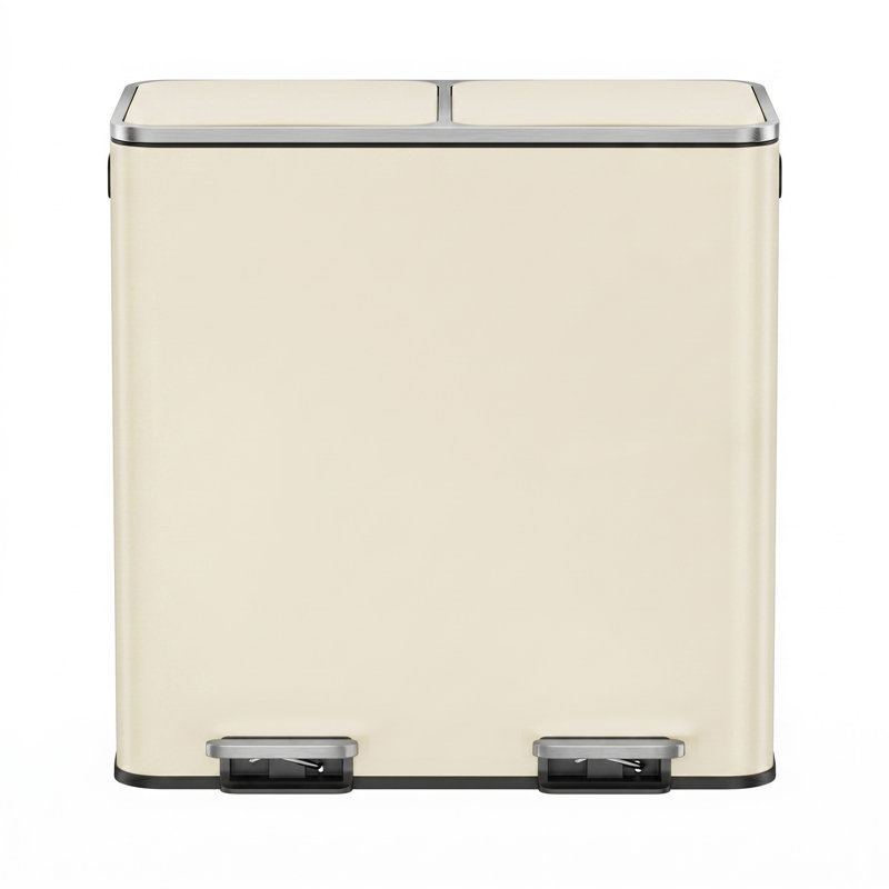 2 poubelles à compartiments 10,6 gallons avec 15 sacs poubelles, Amande