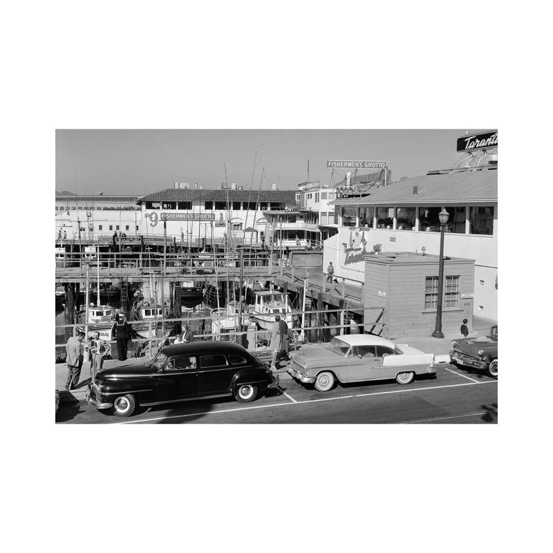 1950s-1960s Fisherman's Wharf San Francisco Ca USA - Wrapped Canvas Print, 20.32 cm H x 30.48 cm W