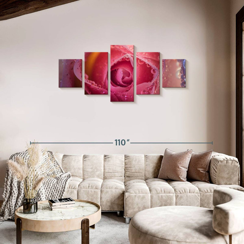Rose brumeux rose, H 34 po x l 74 po