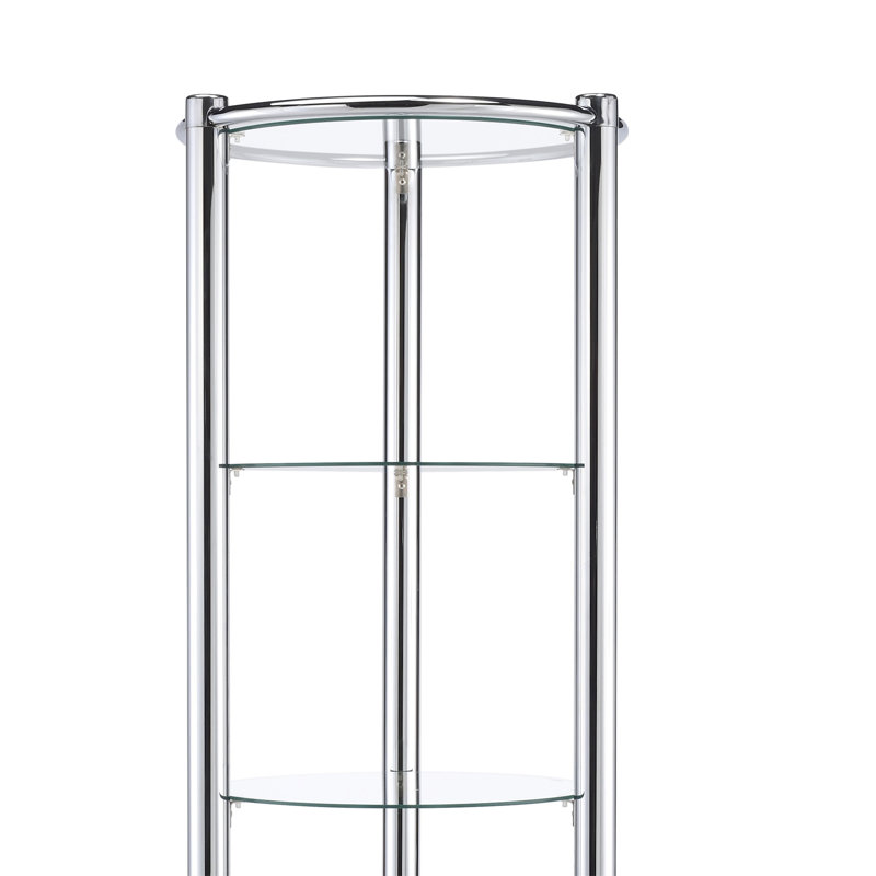 Tablette triangulaire en verre trempé / cadre chromé