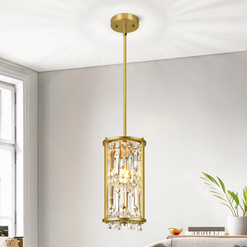 Luminaire suspendu en cristal 1 lumière pour îlot de cuisine Levona, Or