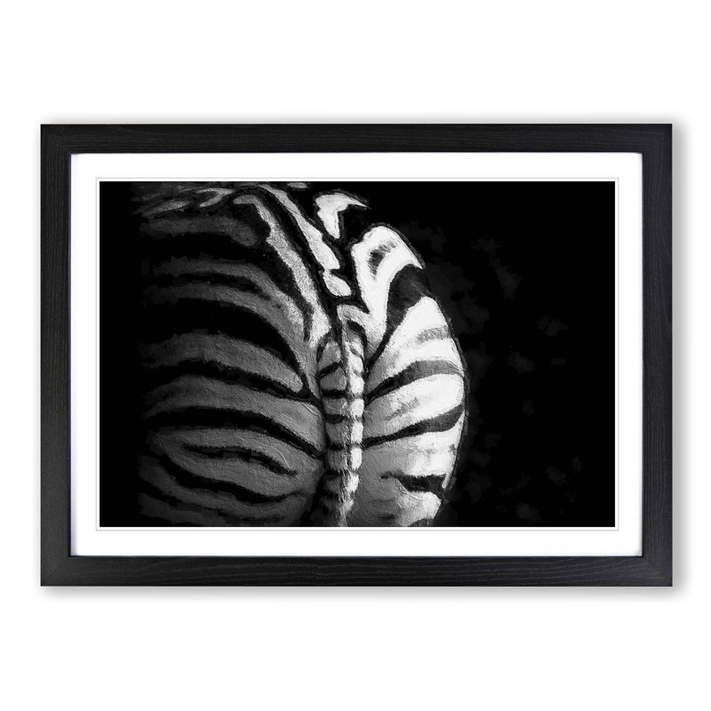 Rear of a Zebra - Picture Frame Painting Print, 48cm H x 65cm W x 2cm D, Black Framed