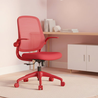 Fauteuil ergonomique 350LBS, bureau à domicile, dossier en filet, mousse moulée intégrée, assise confortable, accoudoir rabattable, fauteuil multifonctionnel ignifuge, rotatif et relevable