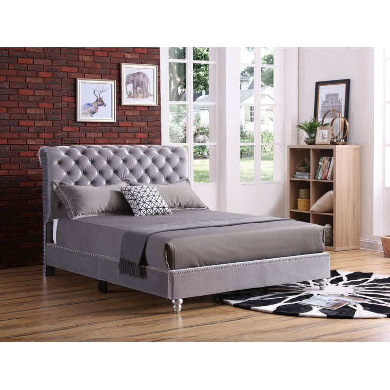 Kailyn Upholstered Sleigh Bed, Full, Smoke Gray