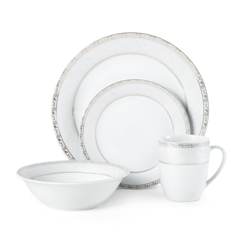 Fitz and Floyd Gold Serif 32-Piece Porcelain Dinnerware Set, Service for 8