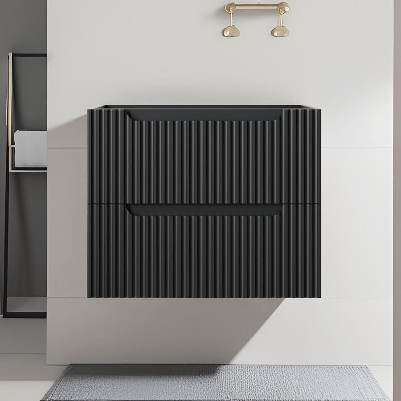 Armoire de salle de bain flottante murale moderne 24 po (armoire seulement), Noir
