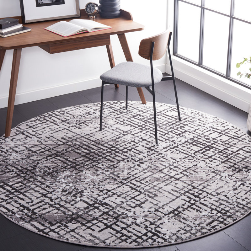 Tapis gris / gris anthracite Minyard 275, Rond 6 pi 7 po