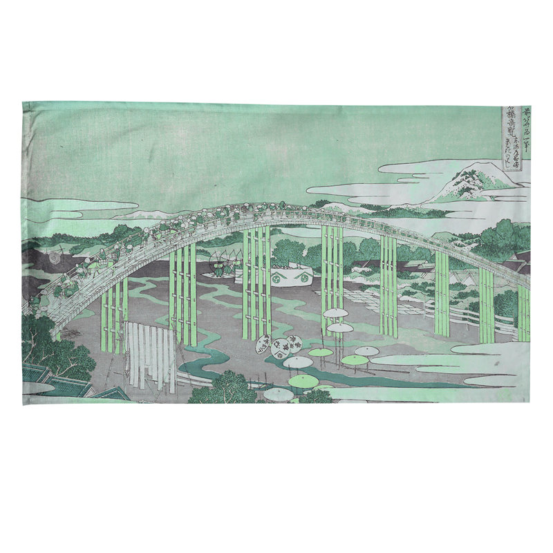 Serviette de thé japonaise bridge, Polyester sergé, Vert