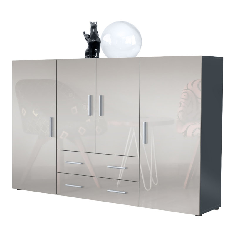 Mccorkle 166cm Wide 2 Drawer Highboard, Sand Grey High Gloss