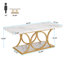 Mattheu Modern Rectangle Coffee Table, Faux Marble Coffee Table for Living Room-1690680817