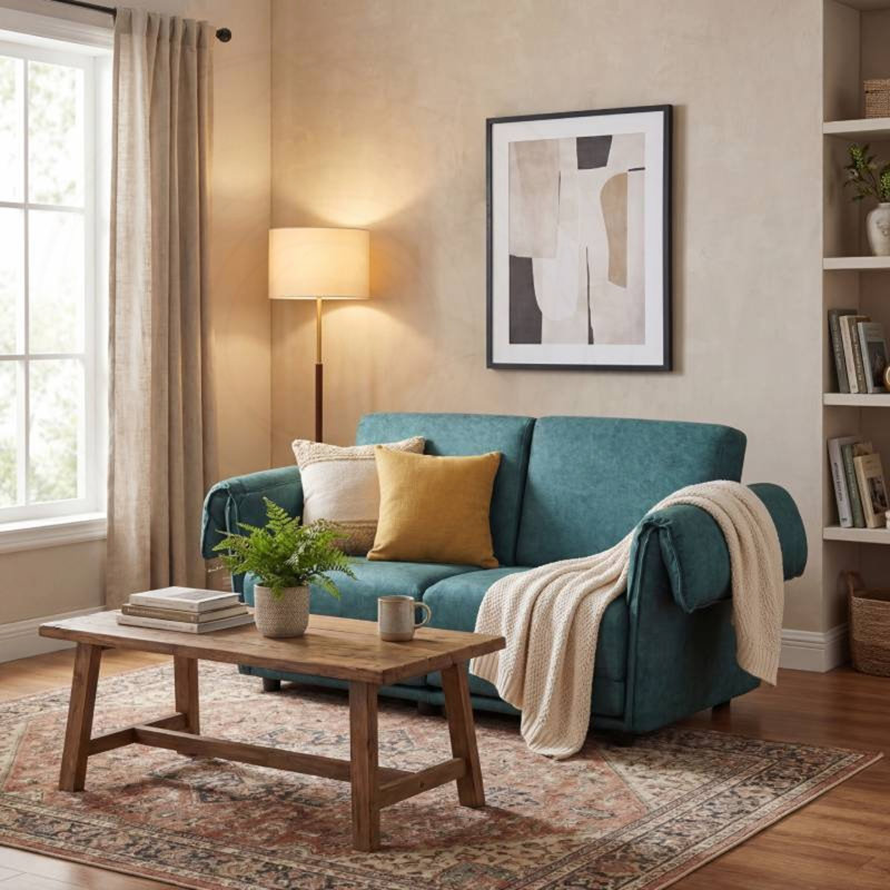 Canapé modulaire avec repose-pieds, Green Fabric