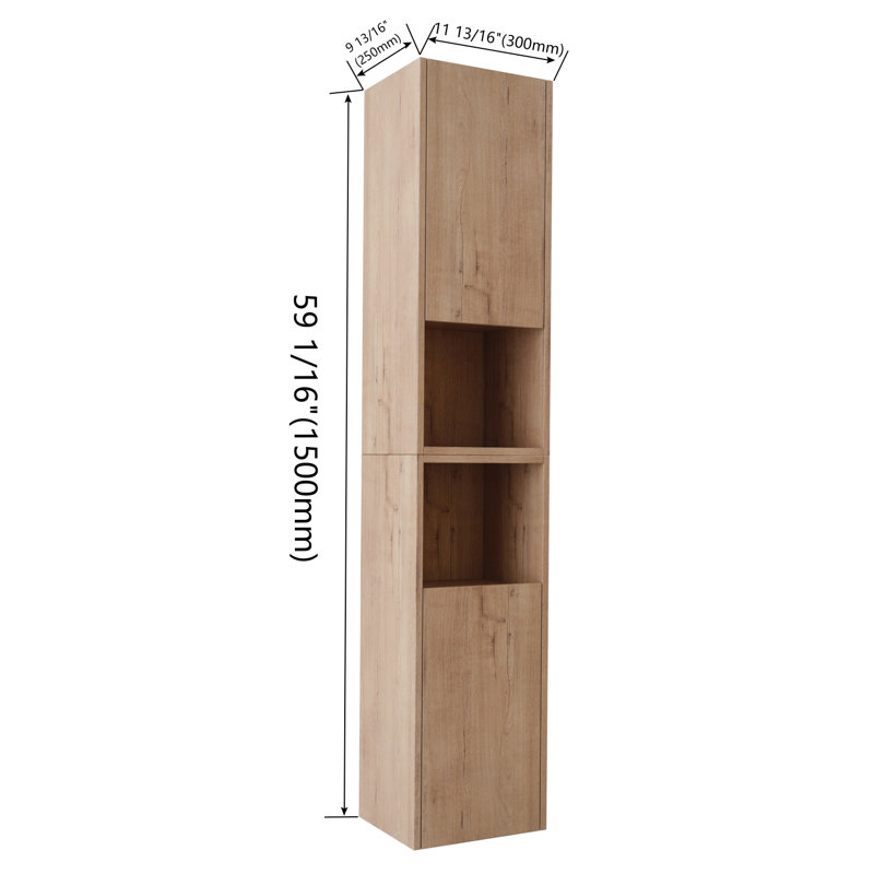 24" Bathroom Side Cabinet with Soft Close Doors, Float Mount Design