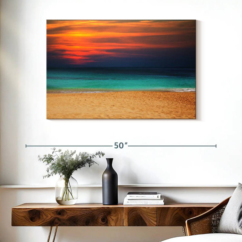Coucher de soleil sur la mer Gillard, H 26 po x l 39 po