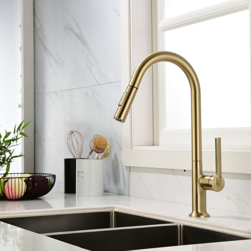 Robinet de lavabo vasque moderne avec commande à une poignée, Or