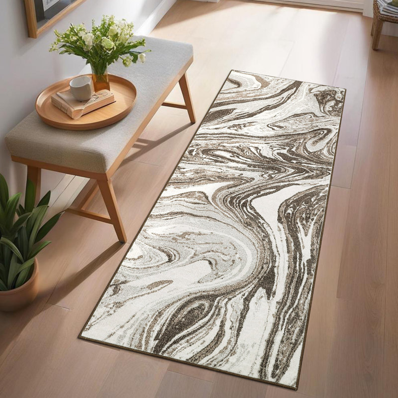 Abstract Machine Washable Rugs For Kitchen Stain Resistant Throw Carpet With Rubber Backing Low Pile Floor Cover For Hallway Entryway