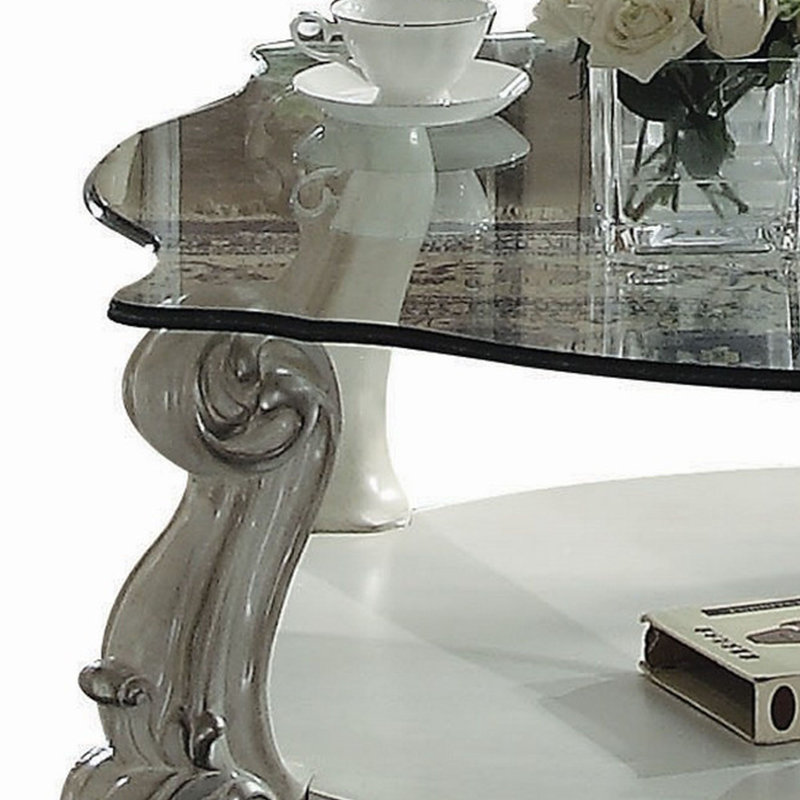 Glass Top Coffee Table, White