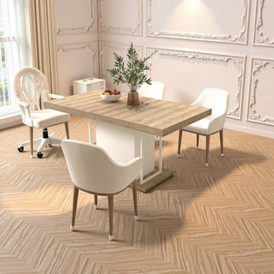 White Oak Extendable Dining Table for 6-10 Guests | 160-200 cm Rustic Charm