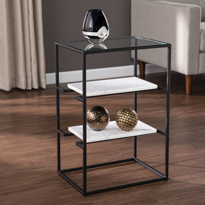 Table de bout en verre avec rangement