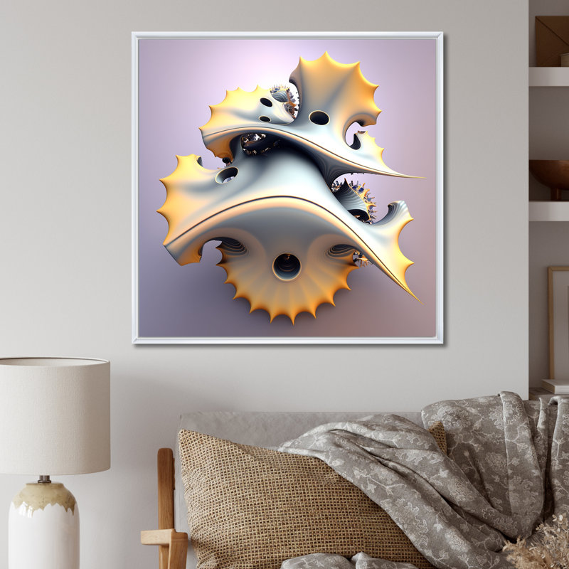 Fractal 3D Universe au pastel futuriste - impression, Cadre flottant blanc, H 24 po x l 24 po x P 1 po