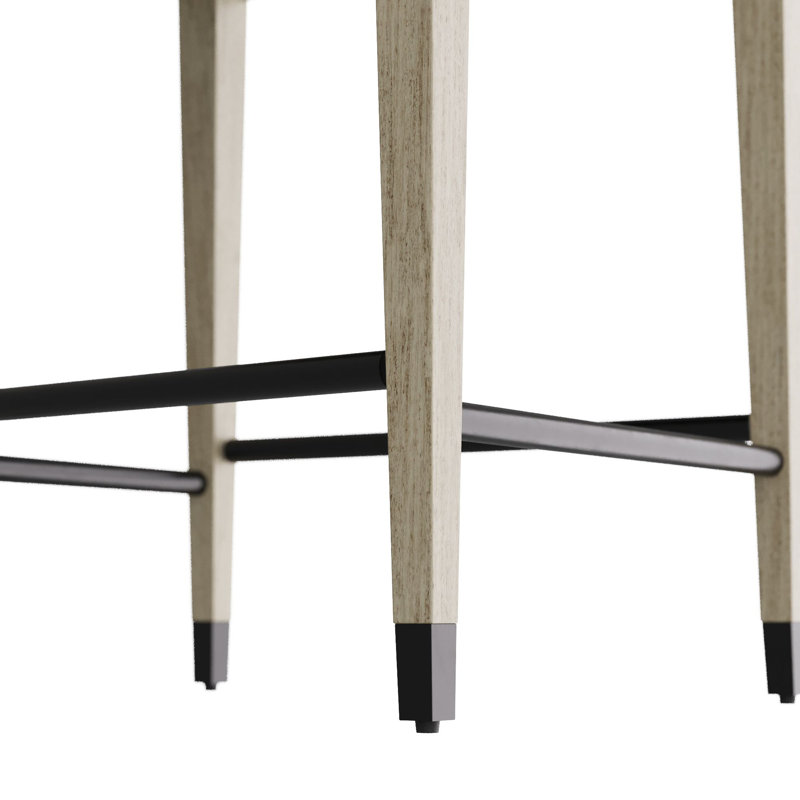 Burdock Bar Stool, Black Leather, Counter Stool (27” Seat Height)