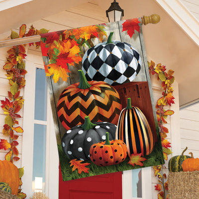 Patterned Pumpkins Autumn House Flag