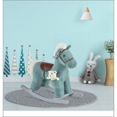 Cheval à bascule en peluche avec ours en peluche Qabo Kids, chaise pour enfant avec peluche douce et sons réalistes