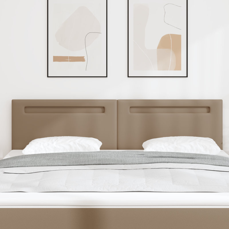 Headboard Plain Design Faux Leather, 98cm H x 180cm W x 5cm D, Brown, Super King (6')