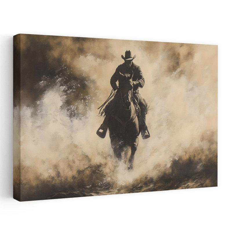 «Dusty Rodeo Classic Dramatic Romantic Horse Landscape», reproduction d'art mural, 40" H x 60" W
