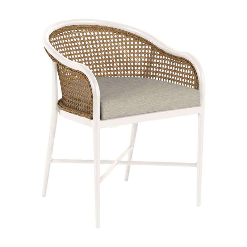 Havana Arm Chair, No Welt, Chalk/Natural Cane, Rollo Lace