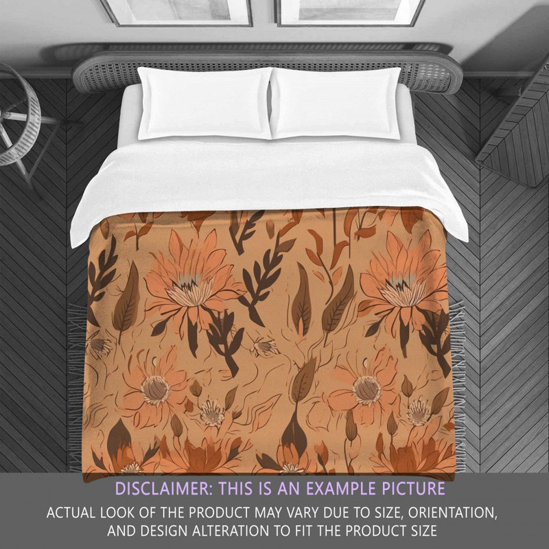 Floral Brown/Orange Microfiber Comforter, Twin Comforter