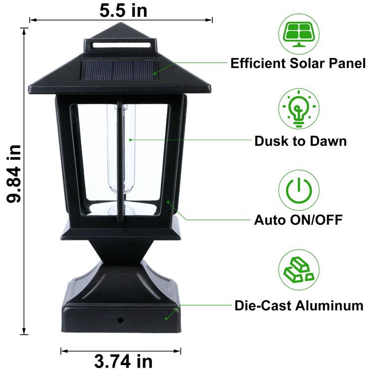 Winston Porter Amatruda Black Low Voltage Solar Powered Integrated LED Fence  Post Cap Light  Reviews Wayfair
