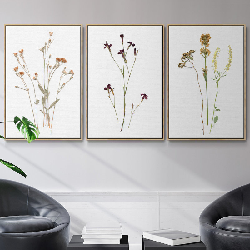 Pressé botanique I 3 pièces, H 36 po x l 72 po, Naturel