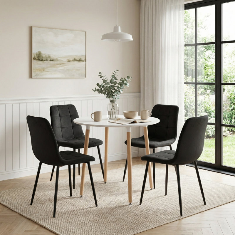 4 - Person Dining Set, White, Black