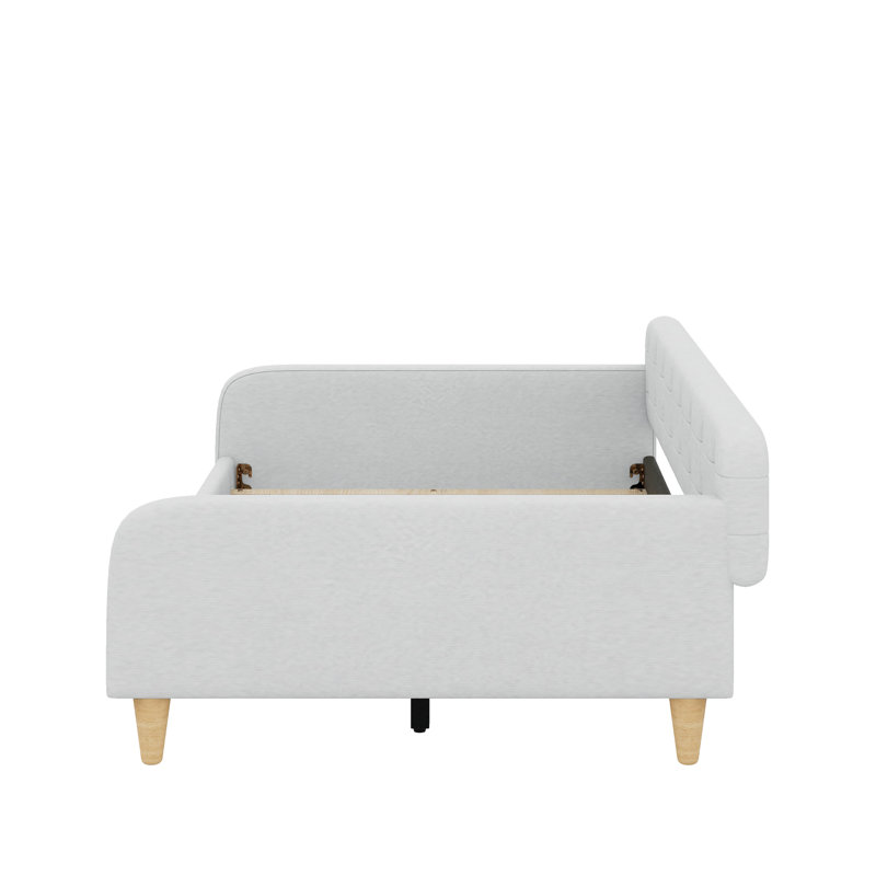 Full Size Upholstered Daybed With Legs, Beige