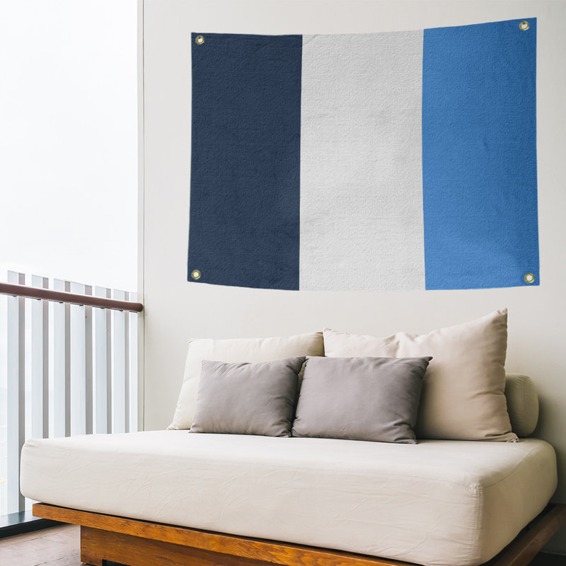 Tapisserie tennessee en polyester, H 26 po x l 36 po, Noir / blanc cassé / bleu