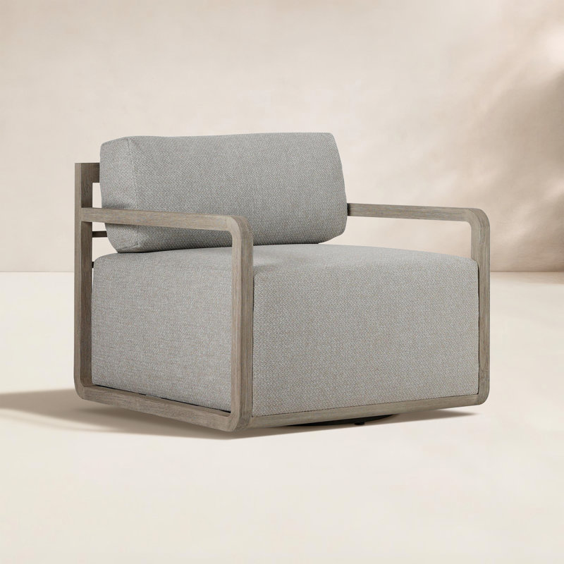 Stroud Outdoor Teak Swivel Lounge Chair, Hayes Fog