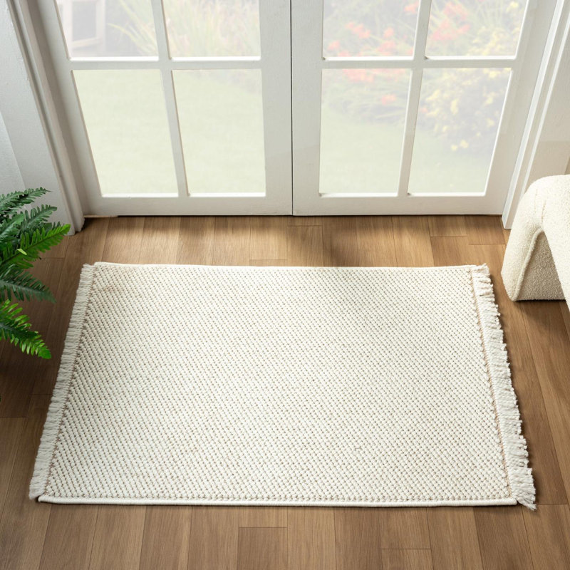 Tapis texturé à franges, Rectangulaire 2 pi x 3 pi, Cream