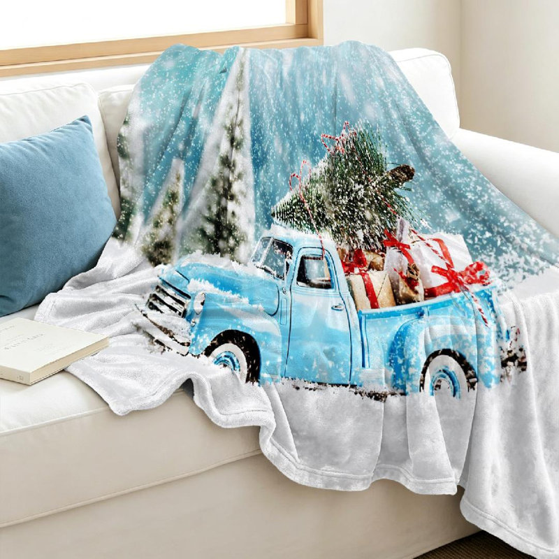 Jeté en flanelle transparente molletonnée, imprimé Merry Christmas Tree, Throw 40" x 50"
