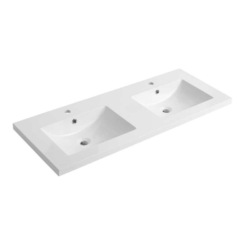 Plateau de meuble-lavabo moderne en résine Novarae de 60 pouces avec résistance aux rayures et à la corrosion (évier seulement)