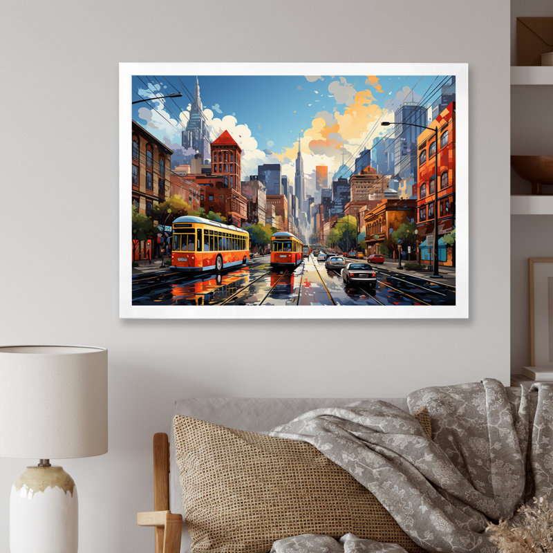 City Atlanta Popart III, reproduction d'art sur toile, H 34 po x l 44 po x P 1,5 po, Cadre photo noir