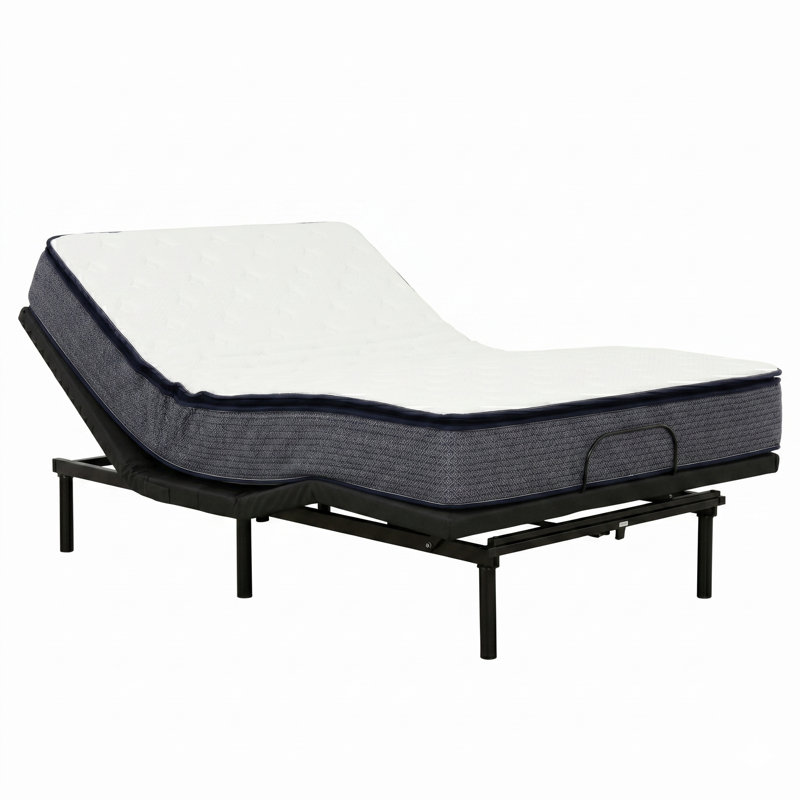 Queen Adjustable Bed With 12" Twin Memory Foam Hybrid Mattress, Wireless Remote, Usb Ports, Queen