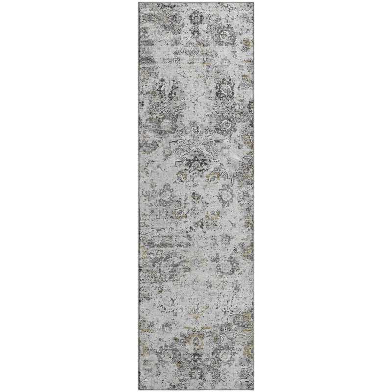 Premium Machine Washable Andreau AMF92 Ash Rug, Runner 2'3" x 7'6"